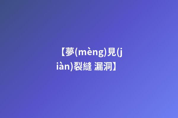 【夢(mèng)見(jiàn)裂縫 漏洞】